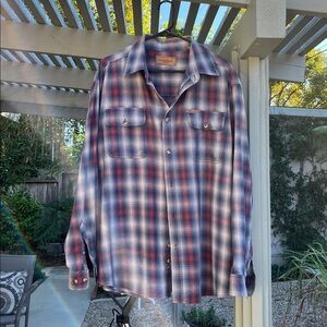 Men's Clearwater Outfitters Cotton Plaid Shirt - Red and Blue XL